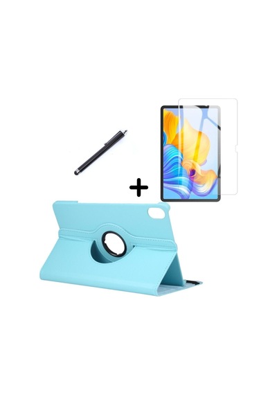 Honor Pad 8 12 Inç Uyumlu 360 Dönebilen Standlı Tablet Kılıfı Ekran Koruyucu Ve Kalem Seti Mavi