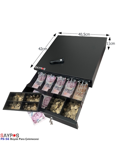 5 Geniş Kağıt Para Gözlü İngenico İde280-move5000f-iwe280 Yazarkasa Pos Para Çekmecesi 40,5x42x11cm