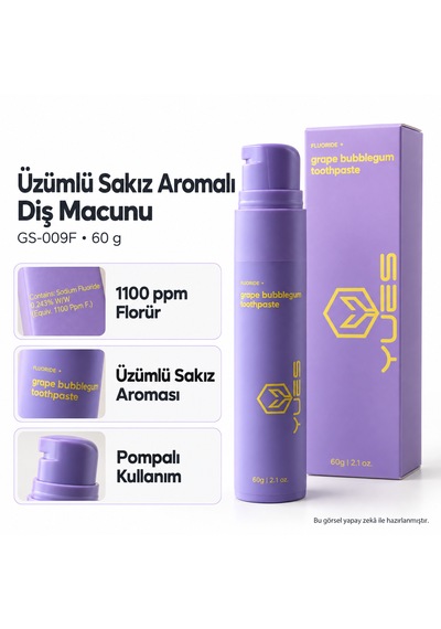Yues Üzümlü Sakız Aromalı Florürlü Pompalı Diş Macunu 60 G Beyazlatma