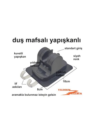 Duş Mafsalı Yapışkanlı Lif Askılı Fiskiye Oturağı Banyo El Duşu S