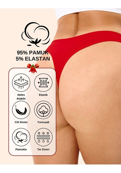Alya Underwear Yeni Yıl Temalı Baskılı String, Kırmızı Tanga Külot Aşk Tanrısı Tekli Paket Kırmızı Mc Baskılı
