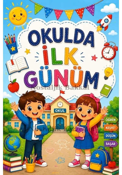 20 Adet Okulda İlk Günüm Yazılı Hediye Seti 1. Sınıf- Sene Başı Hatırası Keçeli Kalem Tebrik Kartı Hediyeli