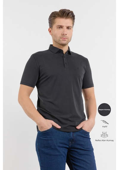 İmza Siyah İtalyan Yaka Kısa Kol Cepsiz Slim Fit Pamuklu Tişört 1011260180 Diğer