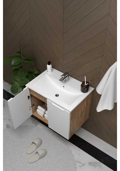 Teta Home Astana 80 Cm Mdf Gövde Membran Kapak Banyo Dolabı Seti Atlantik Çam - Beyaz Teta Home Astana 80 Cm Mdf Gövde Membran Kapak Banyo Dolabı Seti Atlantik Çam - Beyaz