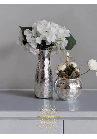 Işıltı Home Desıng Aynalı Cam Vazo 2 ' Li Set
