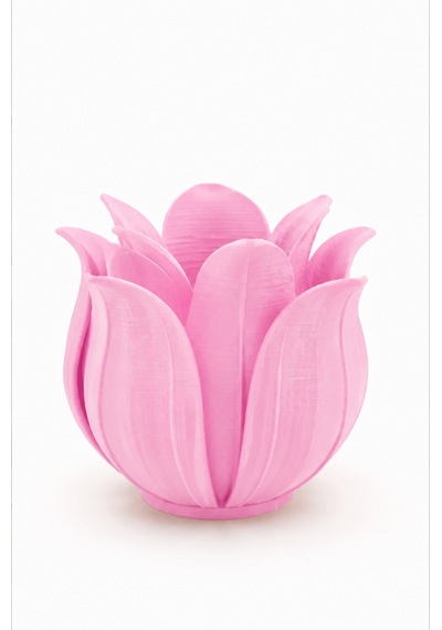 3d Baskı Lotus Yapraklı Vazo - Dekoratif Çiçeklik-pembe Çok Renkli