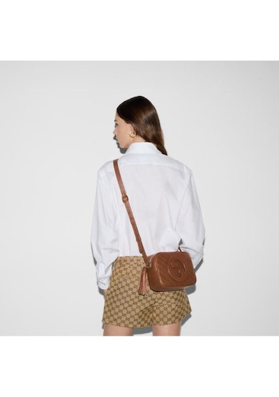 Gucci Blondie Small Leather Shoulder Bag Kahverengi