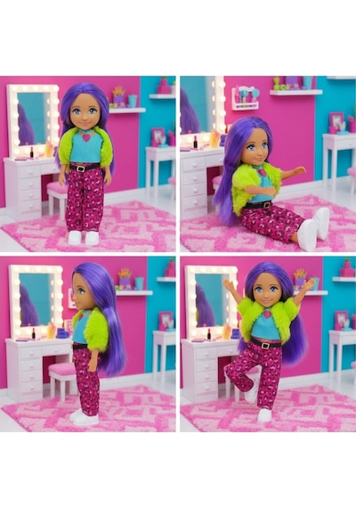 Ankiki Moda İkonu Bebek Figür 13 Cm - Mor Saçlı Hip-hop Rüzgarı