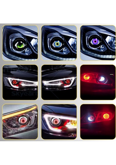 Oto Led Far Mercek Göz Animasyonlu 3 İnç Yeni Nesil Kumanda Kontrol Far Ambiyans Aydınlatma 2 Adet