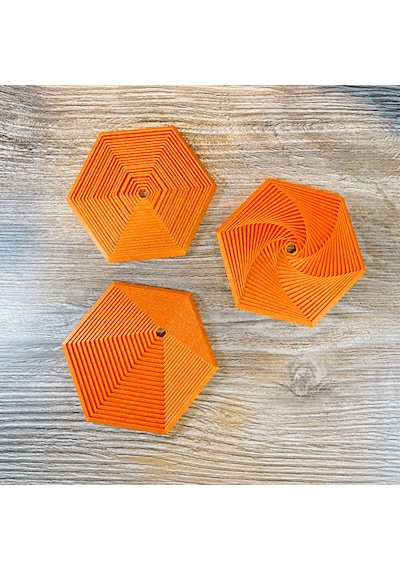 3d Baskı Super Fidget Coaster Seti - Altıgen Desenli Bardak Altlığı Ve Tutucu-turuncu Diğer