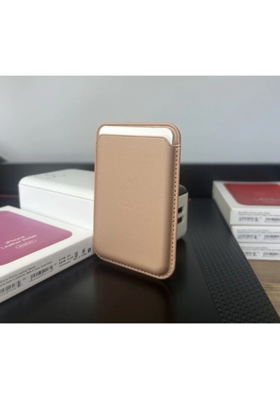 Magsafe Deri Cüzdan Kartlık Tüm Modellerle Uyumlu - Bordo Bej