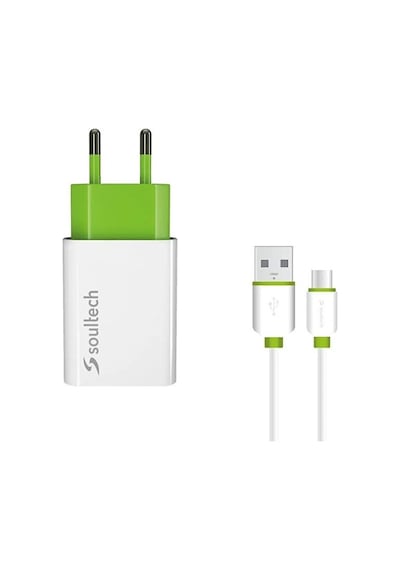 Soultech SC113B 2.1A Seyahat Şarjı + Type-C 2A USB Kablo