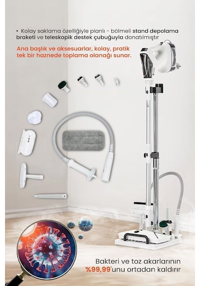 Youban KF-1804 Çok Fonksiyonlu Standlı Buharlı Temizlik Makinesi