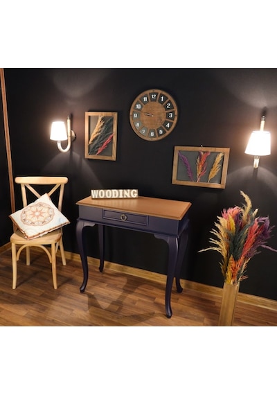 Wooding 80 Cm Çekmeceli Masif Lacivert Naturel Dresuar (548586616) Lacivert