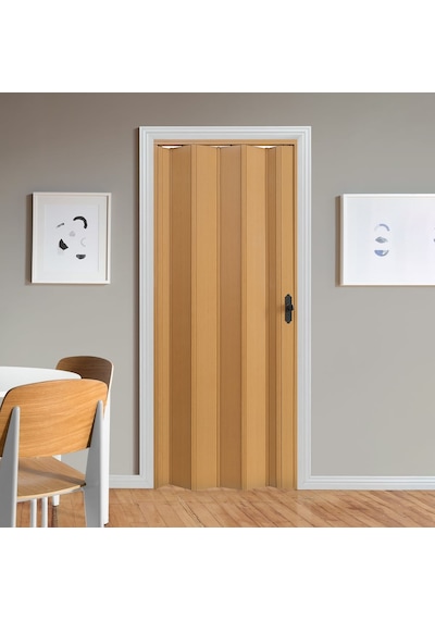 Faran Dekorasyon 87 x 230 Meşe Renk Camsız Pvc Akordiyon Katlanır Kapı - FRNAKMODEL-114