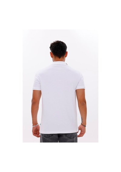 Erkek Polo Yaka Doubleface Tshırt Beyaz