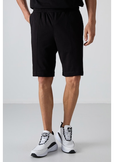 Tommy Life Siyah Pamuklu Kalın Yumuşak Dokulu Comfort Fit Basic Erkek Şort - 81261 Siyah