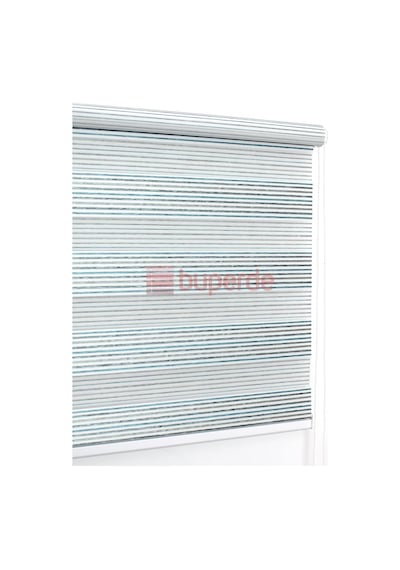 Buperde Turkuaz Beyaz Renkli Pilise Pliseli Zebra Stor Perde