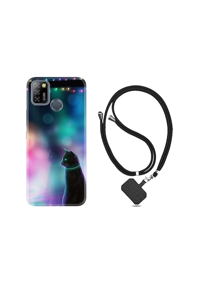 Infinix Smart 5 Kılıf Boyun Askılı Window Cat 1787