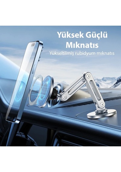 Ally Lf-256 Alüminyum Araç İçi Torpido Üstü Manyetik Telefon Tutucu- 5775 Gri