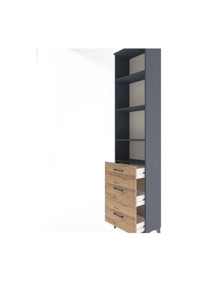 Arges Dolap 4 Raflı 3 Çekmeceli 60x30x243 Antrasit-çam Antrasit