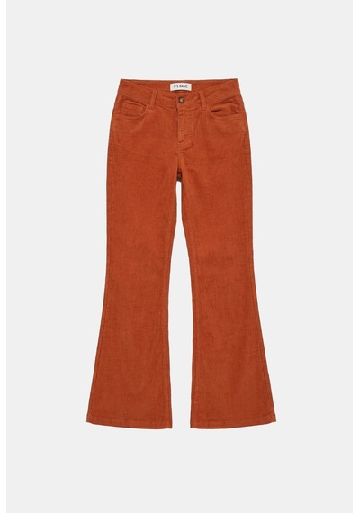 Kadın Turuncu Flare Fit Velvet Kadife Kumaş Pantolon