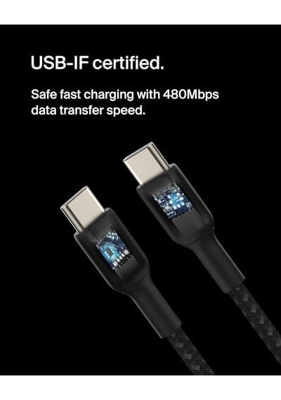6.6ft Braided Usb-c To Usb-c Cable For İphone 16, İphone 16 Pro, İphone 16 Pro Max, İphone 16 Plus