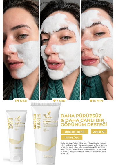 Pirinç Özlü Mucize Bubble Clay Yüz Maskesi Beyazlatıcı Aydınlatıcı Köpüren Yüz Maskesi 100 Ml - 841291155