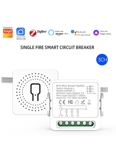 Tuya Zigbee Nötr Gerektirmeyen 3ch Nötrsüz Röle