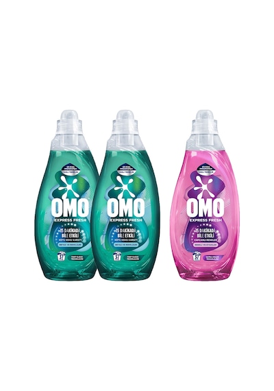Omo Express Fresh Kötü Koku Karşıtı Beyaz ve Renkliler 2 x 1480 ML + Capcanlı Renkli ve Siyahlar için Deterjan 1480 ML