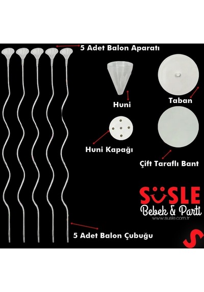 Spiral 50 Cm, 5'li Balon Standı Balonlar Hariç