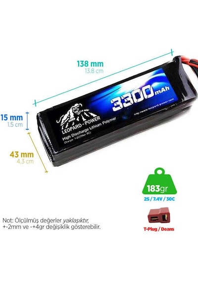 Leopard Power 3300 Mah 7,4v 2s 30c Lipo Batarya