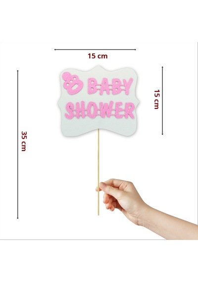 Süsle Bebek ve Parti Baby Shower Konuşma Balonu Çubuğu Pembe