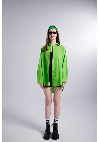 Holly Lolly Cepli Oversize Kesim Lovesize Gömlek Yeşil