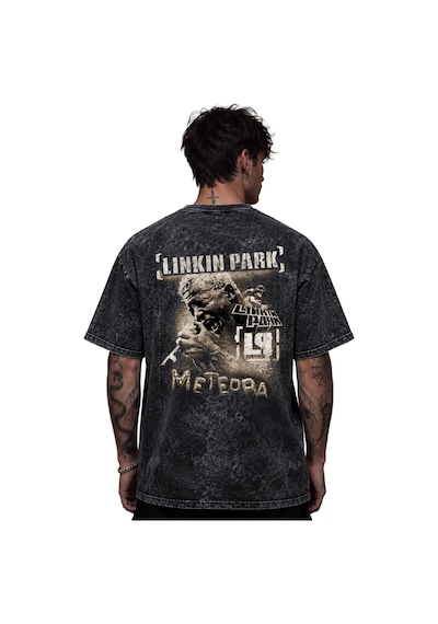 Linkin Park Rock Metal Müzik Grubu Baskılı Unisex Oversize Eskitm Siyah