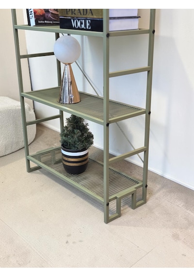 Dekoratif Yeşil Metal Kitaplık 5 Raflı Çok Amaçlı Stand Salon Ve Çalışma Odası Düzenleyici Haki Dekoratif Yeşil Metal Kitaplık 5 Raflı Çok Amaçlı Stand Salon Ve Çalışma Odası Düzenleyici Haki
