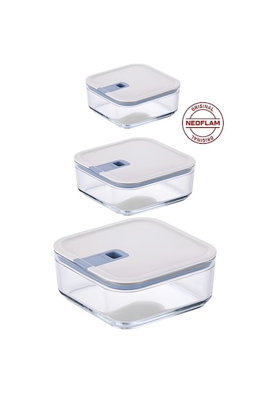 Perfect Seal 3 Parça Kare Cam Saklama Kabı Bej Bej