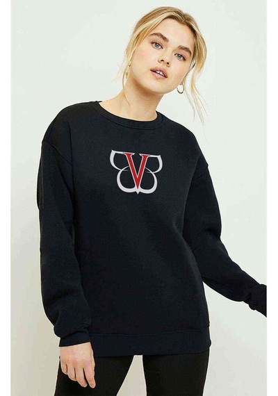 Black Veil Brides Logo Baskılı Siyah Kadın Sweatshirt