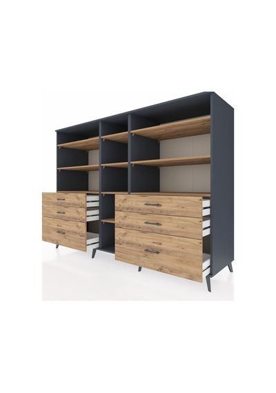 Kronos Dolap 10 Raflı 6 Çekmeceli 220x59x163 Antrasit-çam Atlas Çam - Antrasit Kronos Dolap 10 Raflı 6 Çekmeceli 220x59x163 Antrasit-çam Atlas Çam - Antrasit