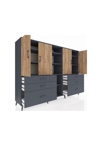 Hyperion Dolap 10 Raflı 6 Çekmeceli 4 Kapaklı 220x44x163 Antrasit-çam/antrasit Atlas Çam/antrasıt - Antrasıt Hyperion Dolap 10 Raflı 6 Çekmeceli 4 Kapaklı 220x44x163 Antrasit-çam/antrasit Atlas Çam/antrasıt - Antrasıt