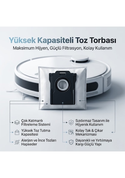 Dreame L10s Pro Ultra Head İle Uyumlu 2 Ana Fırça 4 Yan Fırça 4 Filtre 4 Toz Torbası 1 Temizlik Bezi 16.0