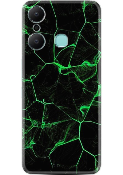 Infinix Hot 20 Play Kılıf Resimli Desenli Baskılı Silikon Yeşil Şerit Mermer 1320