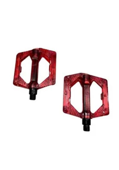 Renkli Platform Pedal Şeffaf Transparan Bilyalı Reflektörlü Bisiklet Pedalı 10x10 Cm Kırmızı