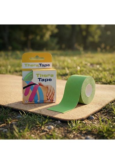 Thera Tape Kinesio Sporcu  Bandı Yüz & Vücut Uyumlu Kinezyo Bant Yeşil 5 CM x 5 M