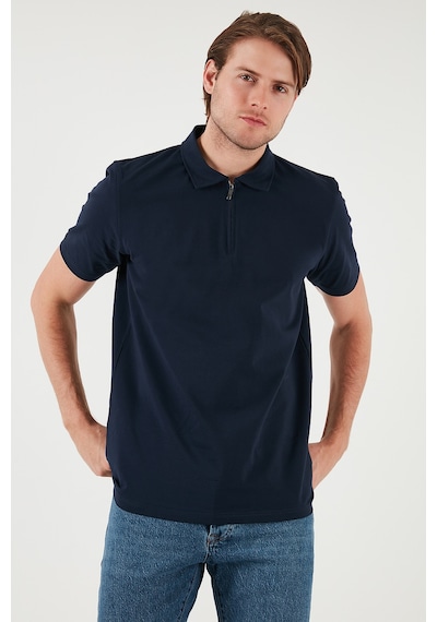 Buratti  Pamuklu Regular Fit Yarım Fermuarlı Erkek Polo Yaka T Shirt 5902972 Indigo