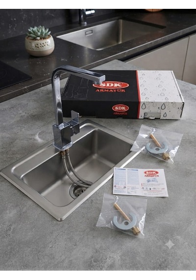 Sdk Armatür Modern Krom Kaplama Kare Lavabo /lavabo Bataryası Ve Musluğu Seti Su Tasarruflu Kısa Model