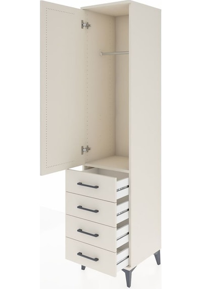 Hyperion Dolap Tek Raflı 4 Çekmeceli Tek Askılı 44x44x195 Aytaşı-aytaşı Aytası