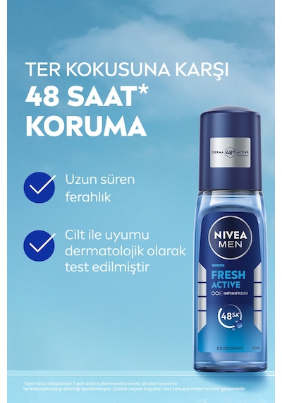 Men Fresh Active Erkek Deodorant Pump Sprey 75 Ml