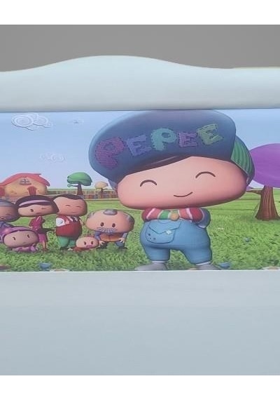 Başlık Dk Tek Kişilik 90'lık Pepe Model Suni Deri Beyaz Kumaş El Yapım