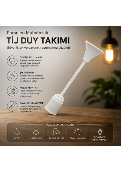 Bay Tij Duy Takımı - E27 Uyumlu - Porselen Muhafazalı Najmaddin